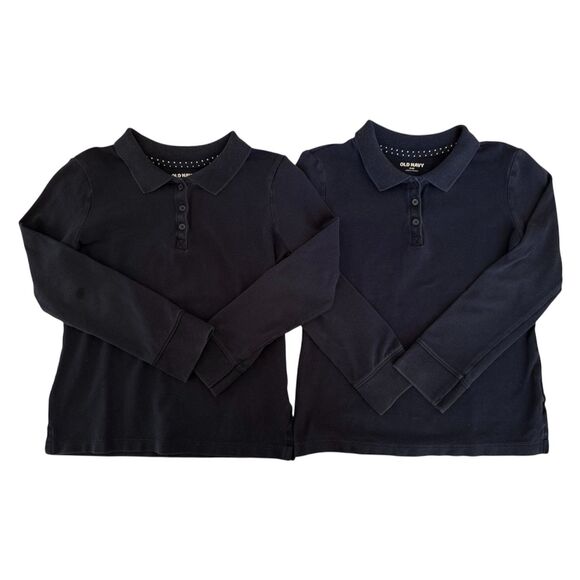 Old Navy Long Sleeve Polo Kids Size 8 Medium Navy Blue School Uniform - Lot of 2 - Picture 7 of 7
